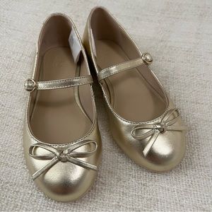 EUC: Janie and Jack dressy gold Maryjane toddler girl dress shoes fit like 11